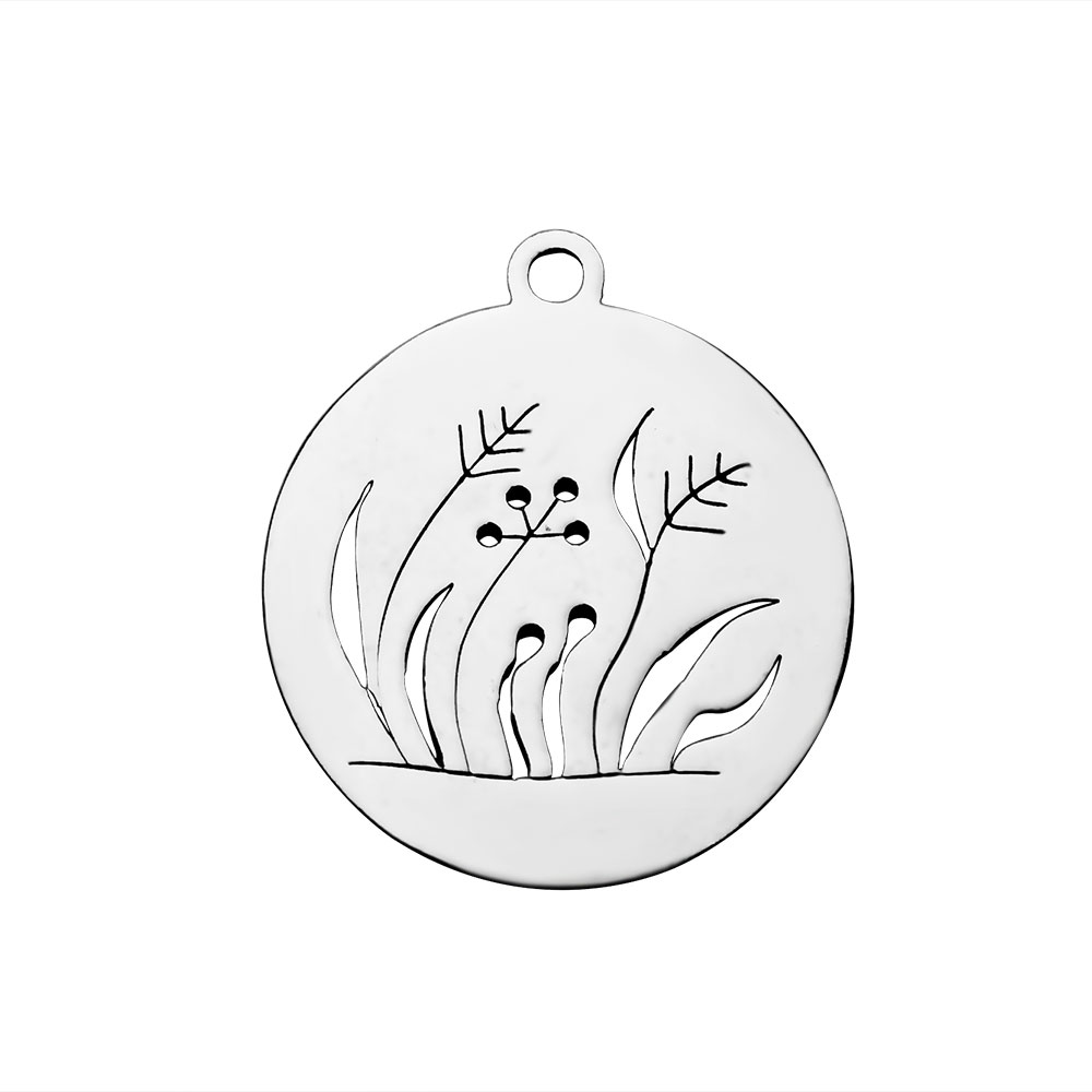 PandaHall 304 Stainless Steel Pendants, Flat Round, Stainless Steel Color, 20x18x1.1mm, Hole: 1.5mm Stainless Steel Flat Round