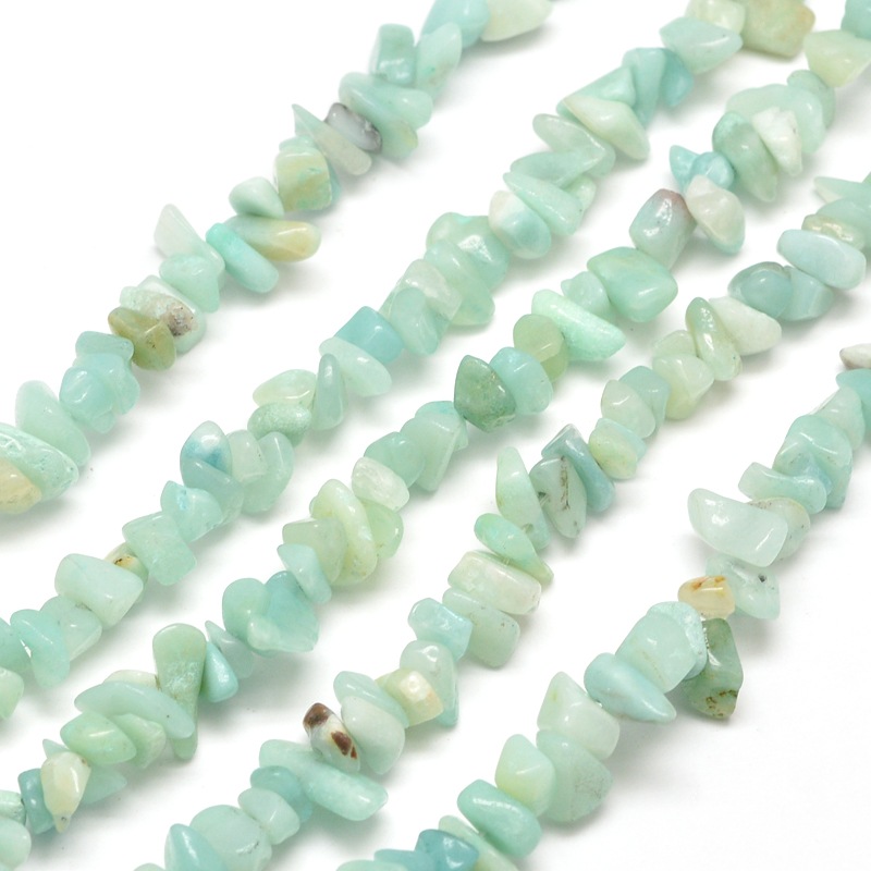PandaHall Natural Amazonite Chip Bead Strands, 5~8x5~8mm, Hole: 1mm; about 31.5" Amazonite Chip
