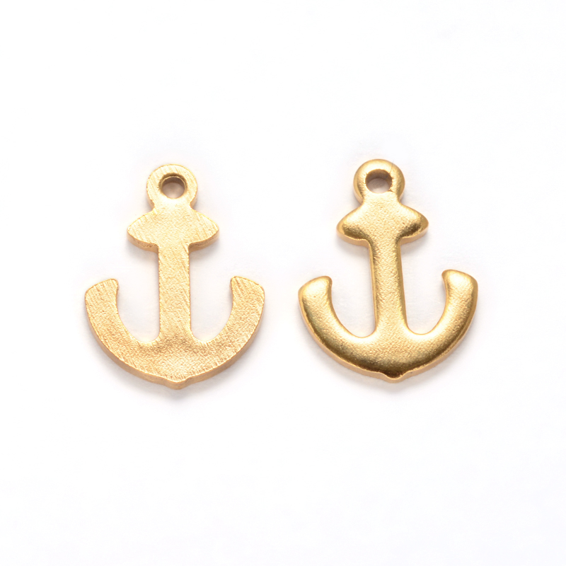 PandaHall 304 Stainless Steel Anchor Charms, Golden, 12x9x1mm, Hole: 0.8mm Stainless Steel Anchor & Helm