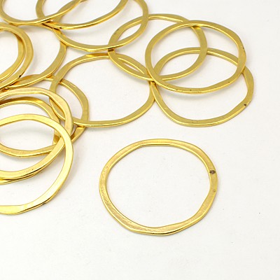 PandaHall Tibetan Style Linking Rings, Rondelle, Lead Free & Cadmium Free & Nickel Free, Antique Golden, 51x49x1.5mm. Alloy Ring