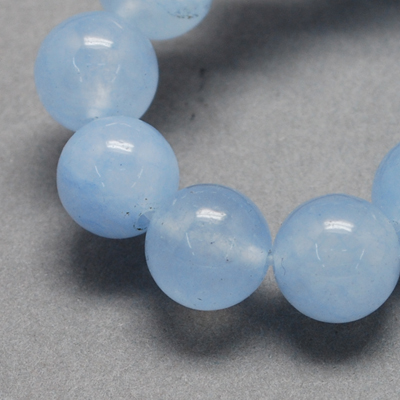 PandaHall Natural Jade Bead Strands, Dyed, Round, LightBlue, 10mm, Hole: 1mm; about 38pcs/strand, 14.9" Other Jade Round Blue