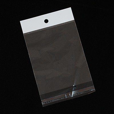 PandaHall Cellophane Bags, White, 150x100x0.03mm, Hole: 8mm Cellophane White