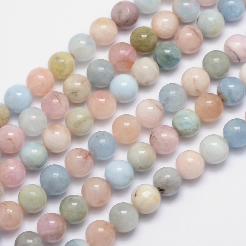 PandaHall Natural Morganite Round Bead Strands, 10mm, Hole: 1mm; about 40pcs/strand, 15.5" Morganite Round