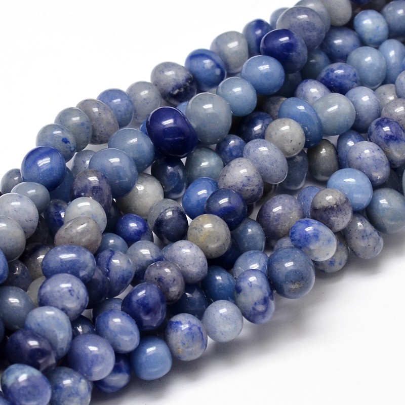 PandaHall Natural Blue Aventurine Gemstone Nuggets Bead Strands, 6~10x9~12x8~10mm, Hole: 1mm; about 15.3"~15.7" Blue Aventurine Nuggets