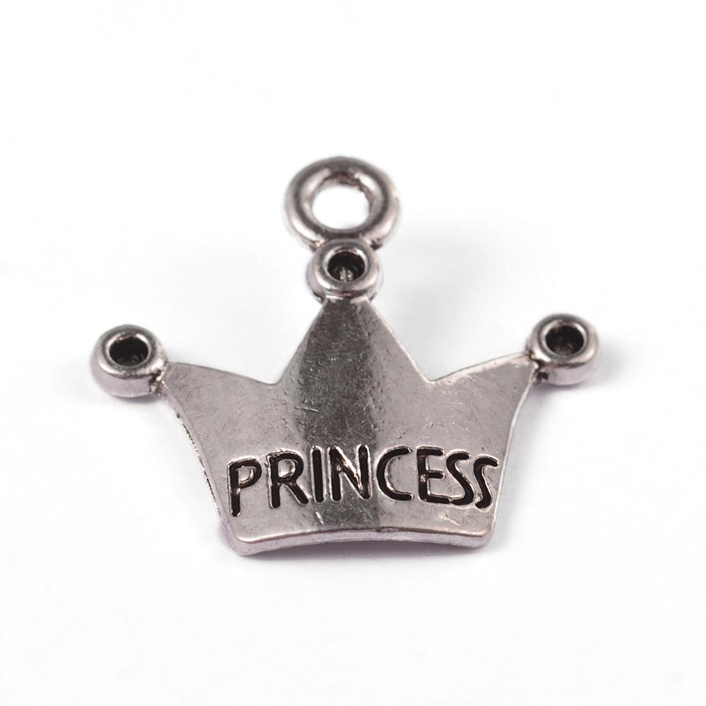 PandaHall Tibetan Style Alloy Pendants, Crown, Cadmium Free & Lead Free, Antique Silver, 19x17x3mm, Hole: 2mm Alloy Crown