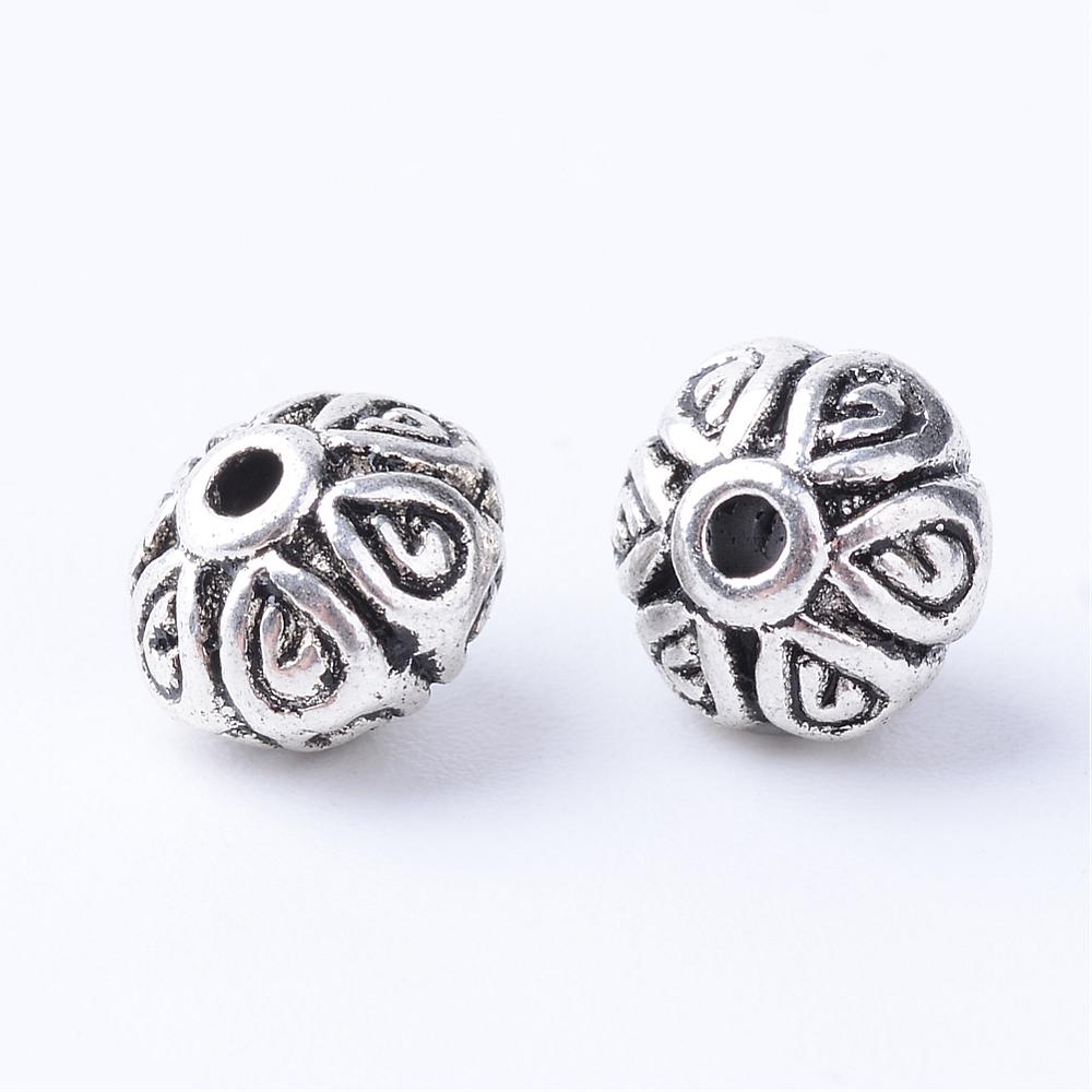 PandaHall Tibetan Style Alloy Beads, Rondelle, Cadmium Free & Lead Free, Antique Silver, 7x5mm, Hole: 1mm; about 1400pcs/1000g Alloy...