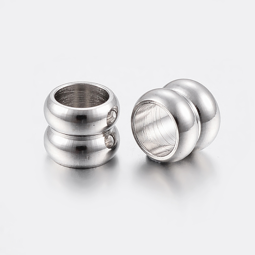 PandaHall 304 Stainless Steel Beads, Column, Stainless Steel Color, 6x5mm, Hole: 4mm Stainless Steel Column