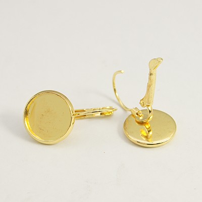 PandaHall Brass Leverback Earring Findings, Lead Free and Cadmium Free, Golden, Size: about 14mm wide, 25mm long, 12mm inner diameter Brass