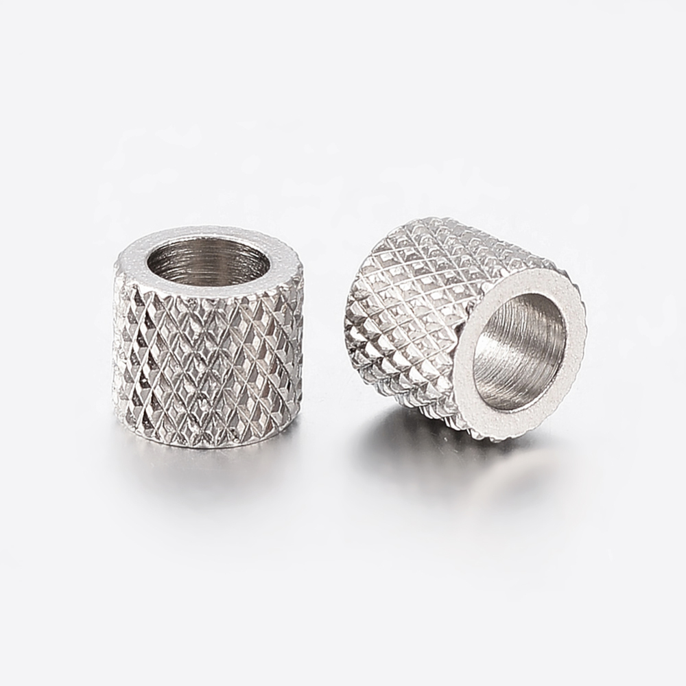 PandaHall 304 Stainless Steel Beads, Column, Stainless Steel Color, 5x4.5mm, Hole: 3mm Stainless Steel Column