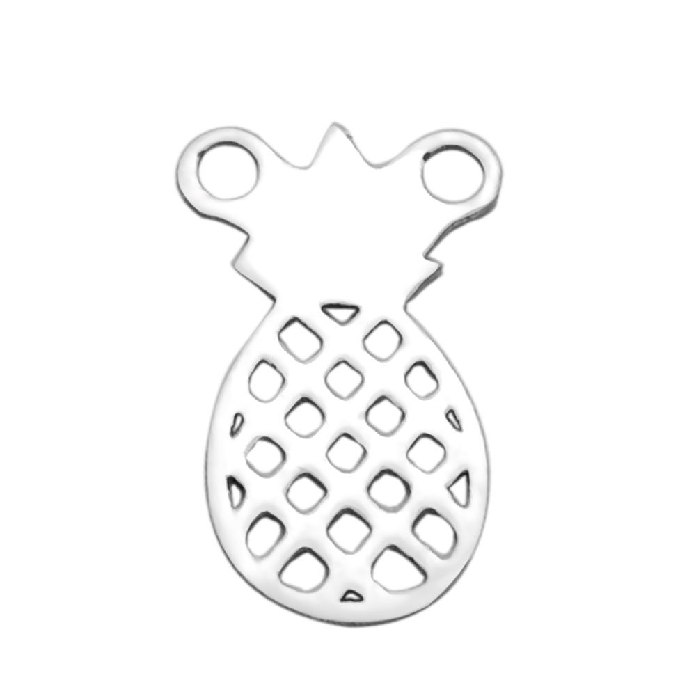 PandaHall 304 Stainless Steel Charms, Pineapple, Stainless Steel Color, 13.7x8.2x1mm, Hole: 1.5mm Stainless Steel Fruit