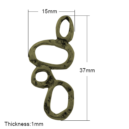 PandaHall Bubble Tibetan Style Chandelier Components Links, Lead Free & Nickel Free, Antique Bronze, 35x15x1mm Alloy Others