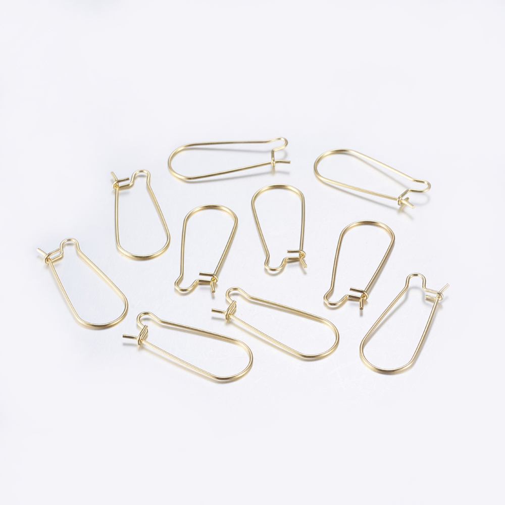 PandaHall 304 Stainless Steel Hoop Earrings, Golden, 25x10.5x2.5mm; Pin: 0.8mm Stainless Steel