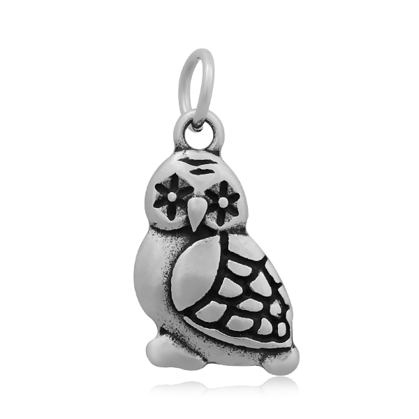 PandaHall Owl 316 Stainless Steel Pendants, Antique Silver, 26x13mm Stainless Steel Owl
