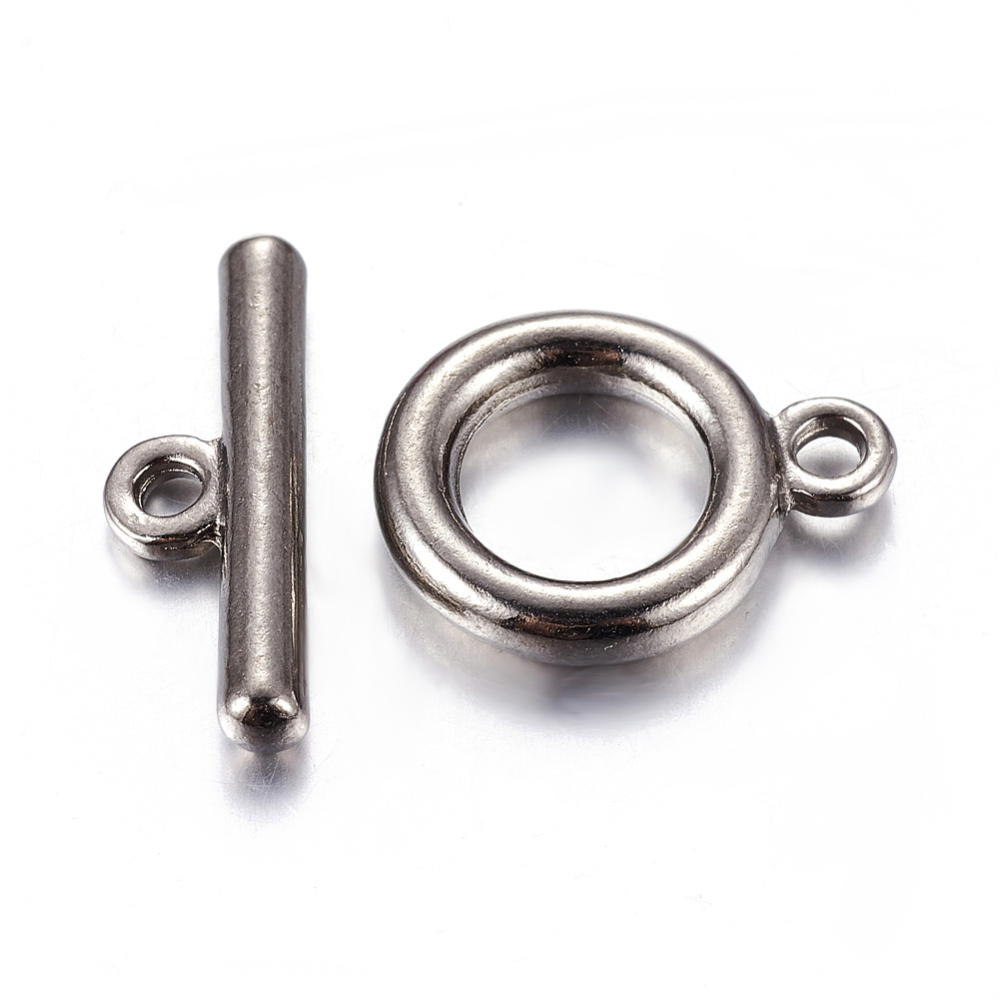 PandaHall Tibetan Style Toggle Clasps, Alloy, Lead Free and Cadmium Free, Gunmetal Color, Size: Ring: about 14mm in diameter, 3mm thick, bar...
