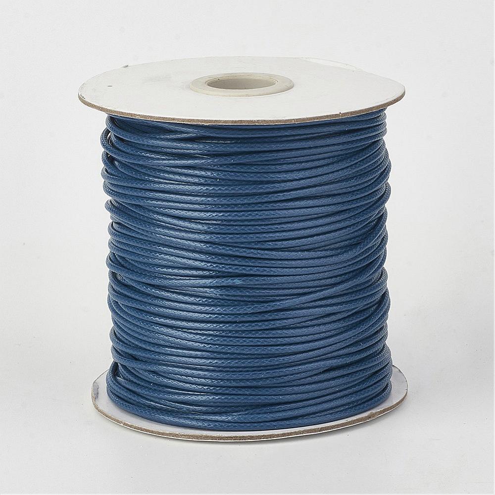 PandaHall Environmental Korean Waxed Polyester Cord, MarineBlue, 1mm; about 200yards/roll(182.88m/roll) Waxed Polyester Cord Blue