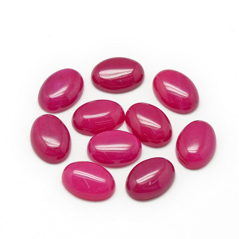 PandaHall Natural White Jade Cabochons, Dyed, Oval, Camellia, 18x13x5mm White Jade Oval Pink