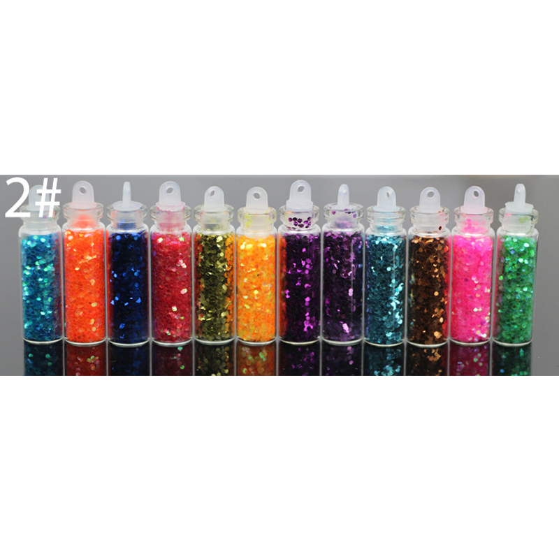 PandaHall Laser Shining Nail Art Glitter, Manicure Sequins, DIY Sparkly Paillette Tips Nail, Hexagon, Mixed Color, 12colors/set Others...