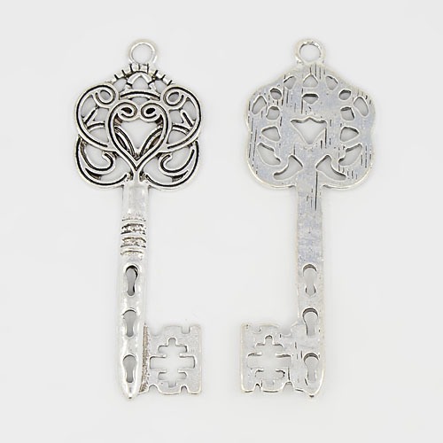 PandaHall Tibetan Style Alloy Big Skeleton Key Pendants, Lead Free, Nickel Free and cadmium free, Antique Silver, 60mm long, 22mm wide, 2mm...