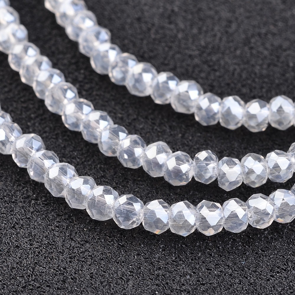 PandaHall Electroplate Glass Beads Strands, Faceted Rondelle, AB Color Plated, Clear AB, 3x2mm, Hole: 1mm; about 202pcs/strand, 17'' Glass...
