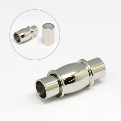 PandaHall 304 Stainless Steel Magnetic Clasps, Column with Barrel, 17x7mm, Hole: 4mm Stainless Steel Column
