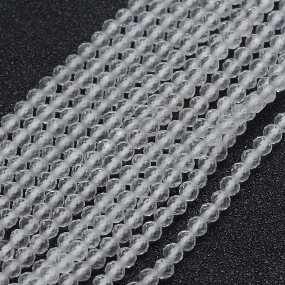 PandaHall Natural Quartz Crystal Beads Strands, Faceted, Round, 3mm, Hole: 0.5mm; about 113pcs/strand, 15.35"(39cm) Quartz Crystal Round
