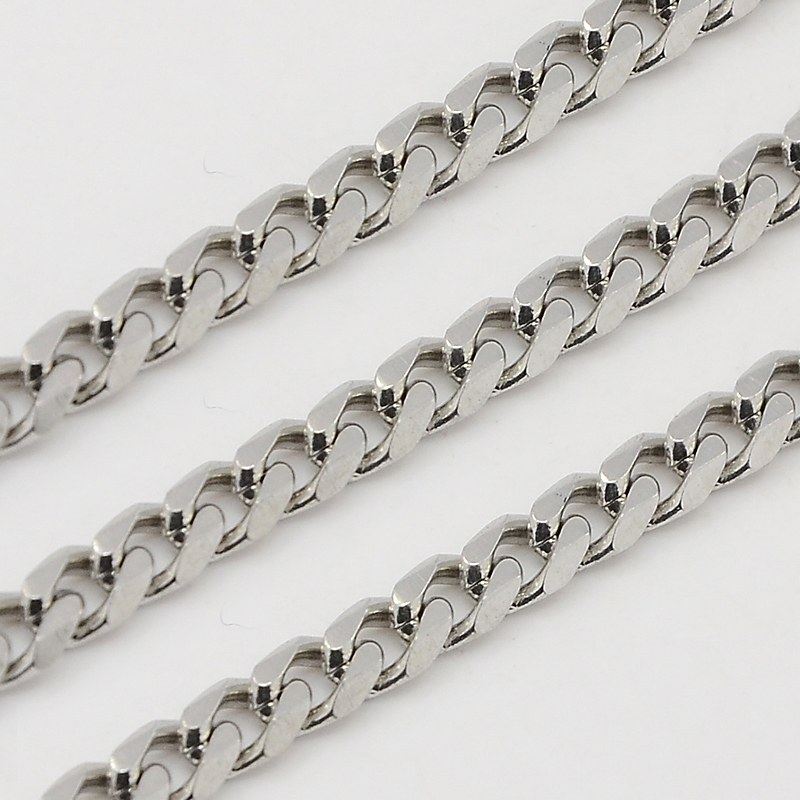 PandaHall 304 Stainless Steel Twist Chains, Faceted, Unwelded, Stainless Steel Color, 3x1.2mm Stainless Steel