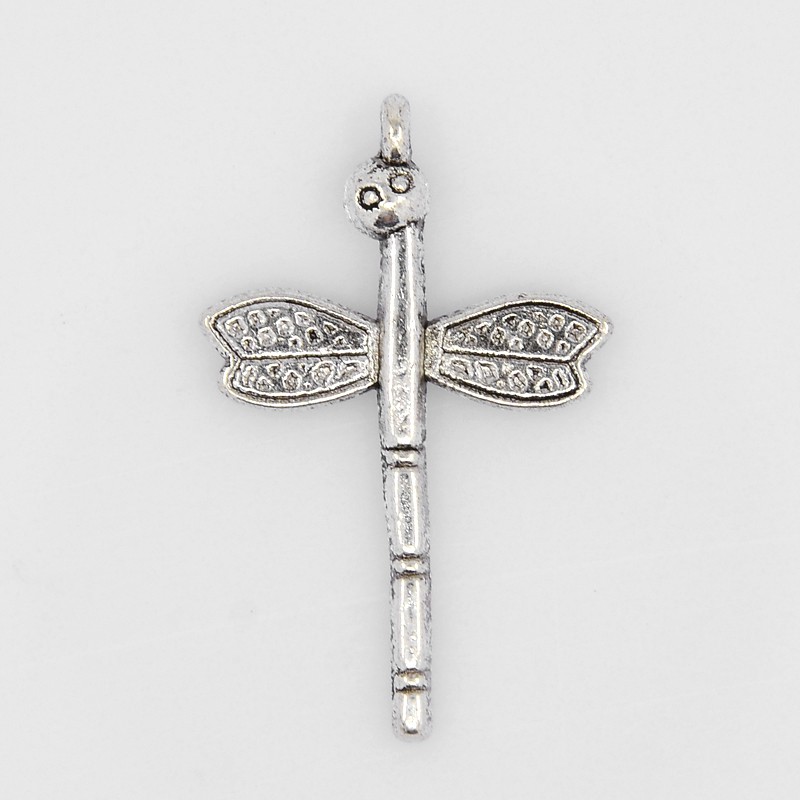 PandaHall Tibetan Style Alloy Pendants, Dragonfly, Antique Silver, Lead Free & Cadmium Free, 37x23.5x3.5mm, Hole: 2mm Alloy Dragonfly