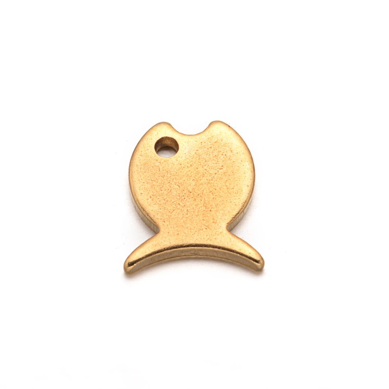 PandaHall Fish 304 Stainless Steel Charms, Golden, 10.5x8.5x1mm, Hole: 1mm Stainless Steel Fish