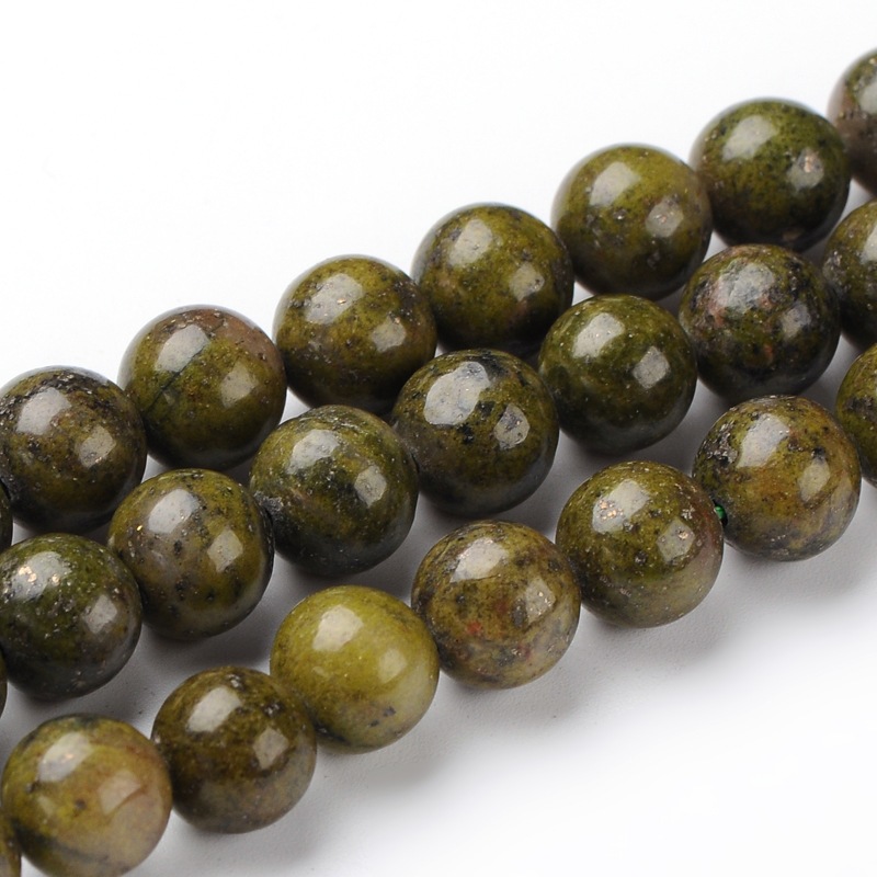 PandaHall Natural Green Jasper Round Bead Strands, 8mm, Hole: 1mm; about 46~48pcs/strand, 15.74" Other Jasper Round