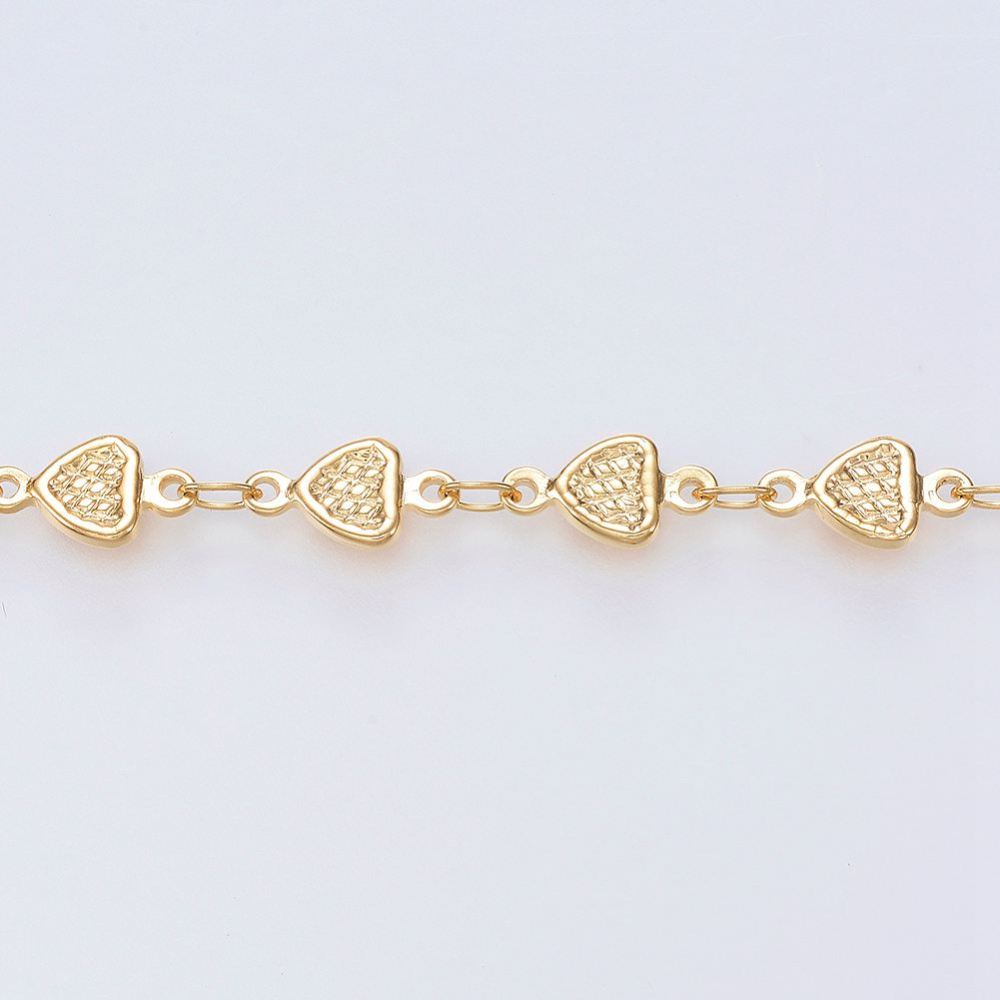 PandaHall Handmade 304 Stainless Steel Bar Link Chains, with Spool, Heart, Golden, 10x5x1mm; about 10m/roll Stainless Steel