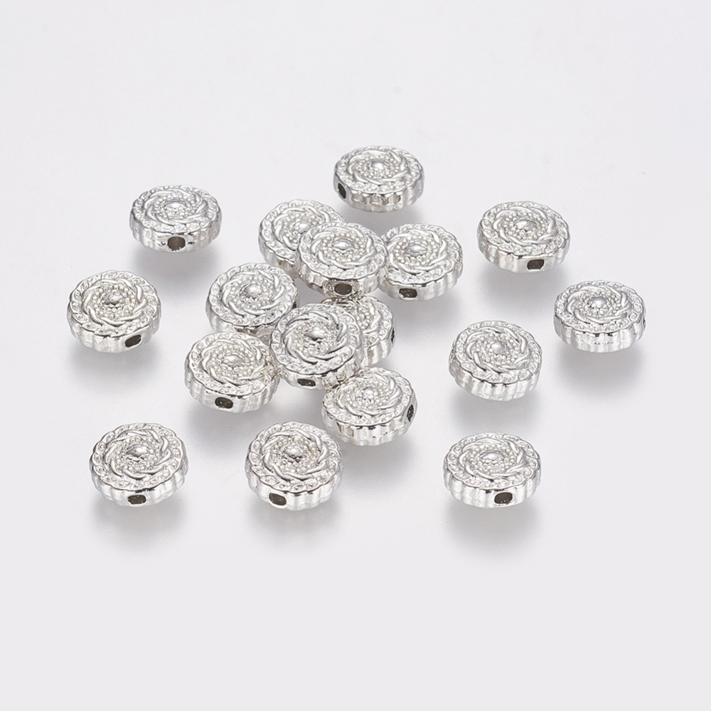 PandaHall Tibetan Style Beads, Lead Free & Cadmium Free, Flat Round, Platinum Color, Size: about 10mm in diameter, 4mm thick, hole: 1.5mm...