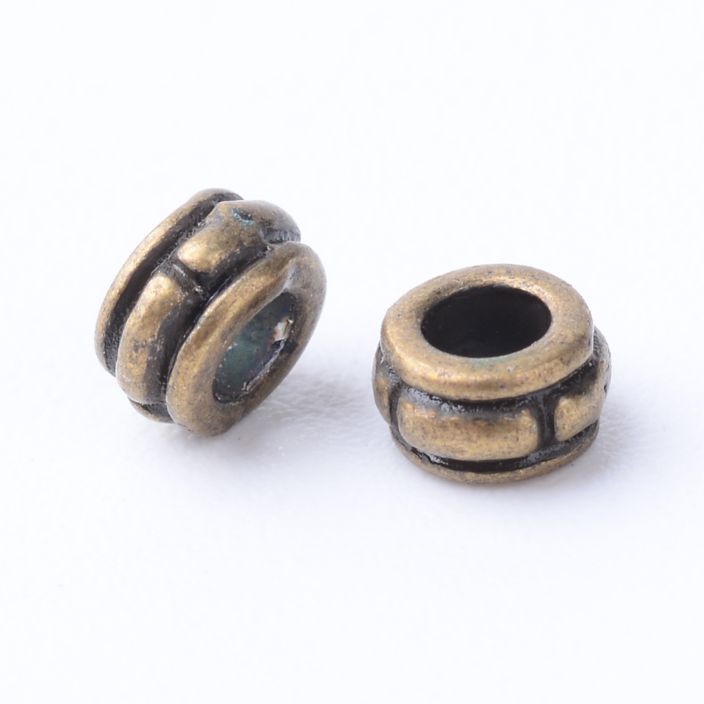 PandaHall Tibetan Style Alloy Bead Spacers, Cadmium Free & Nickel Free & Lead Free, Antique Bronze, 4x2mm, Hole: 2mm Alloy