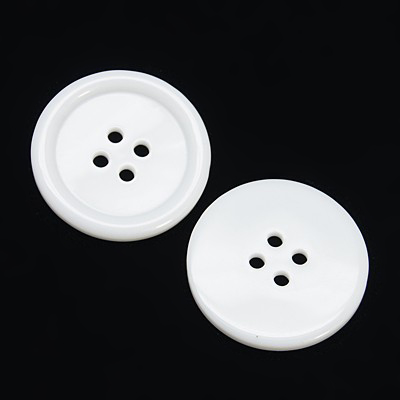 PandaHall Resin Buttons, Dyed, Flat Round, White, 30x3mm, Hole: 3mm Resin Flat Round White