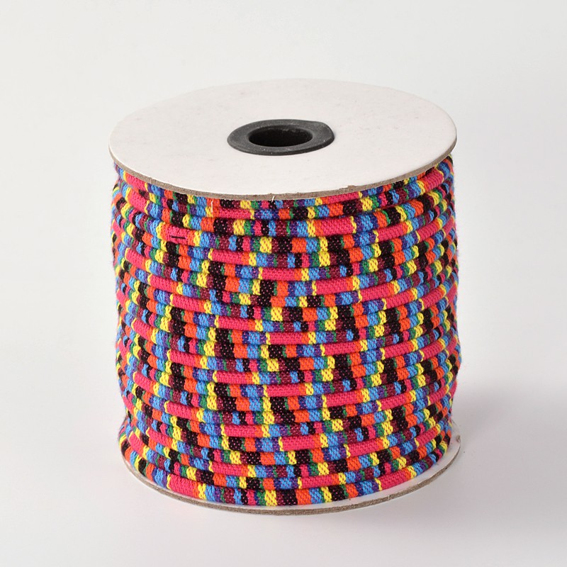 PandaHall Rope Cloth Ethnic Cords, Red, 4mm; about 50yards/roll Cloth Red