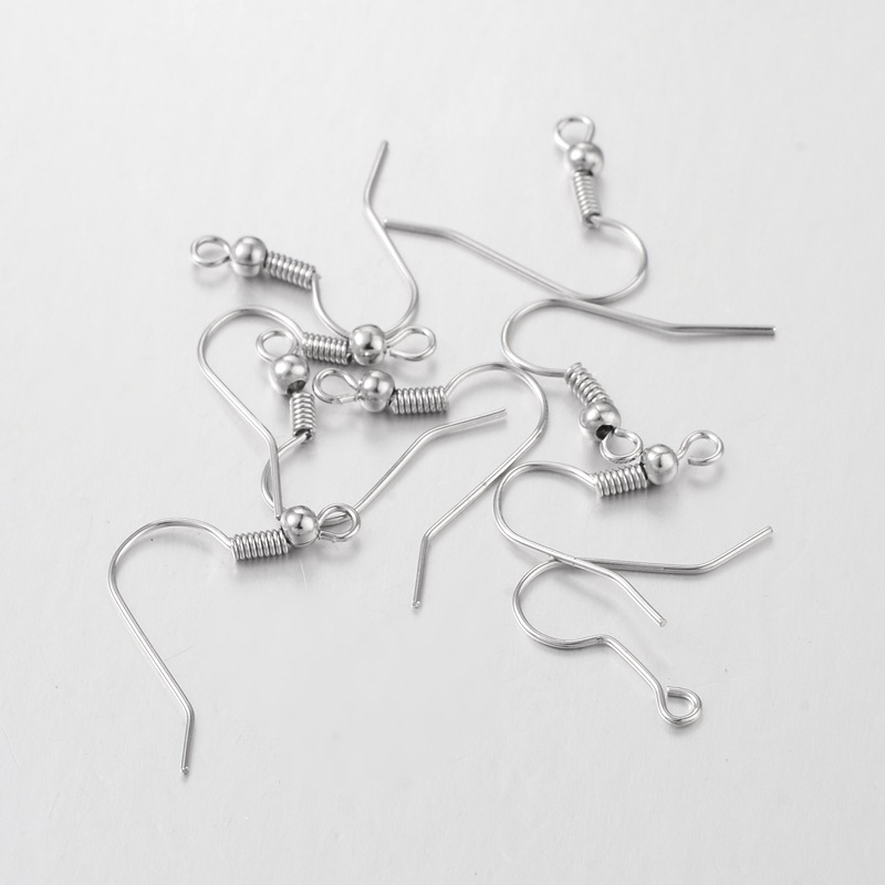 PandaHall Iron Earring Hooks, Platinum Color, Size: about 18mm long, 18mm wide, 0.8mm thick, hole: 2mm Iron