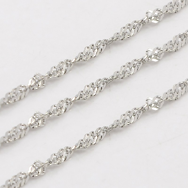 PandaHall 304 Stainless Steel Singapore Chains, Faceted, Stainless Steel Color, 2mm Stainless Steel