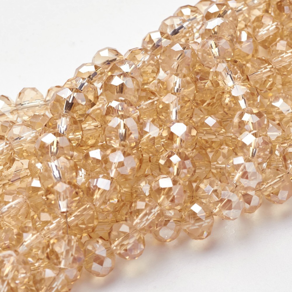 PandaHall Electroplate Glass Beads Strands, AB Color Plated, Faceted, Rondelle, WhiteSmoke, 8x5mm, Hole: 1mm; about 72pcs/strand, 16.5"...