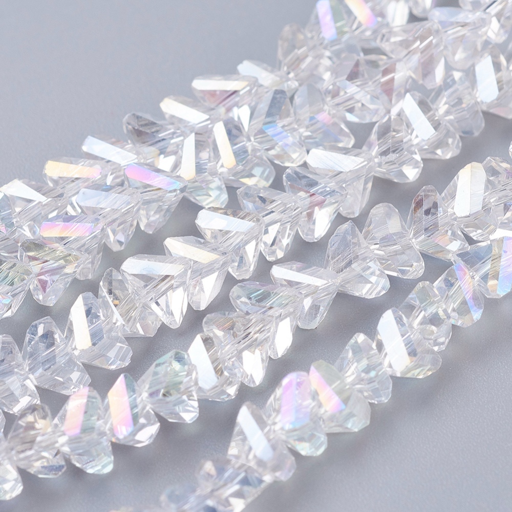PandaHall Electroplate Glass Beads Strands, AB Color Plated, Faceted, Triangle, Clear AB, 4.5x5x6mm, Hole: 1mm; about 100pcs/strand, 13.7"...