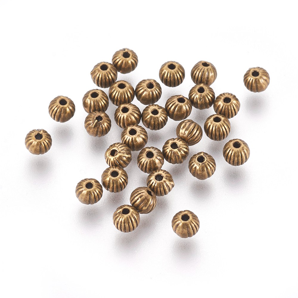 PandaHall Tibetan Style Beads, Lead Free and Cadmium Free, Round, Antique Bronze Color, 4mm in diameter, hole: 1mm Alloy Round