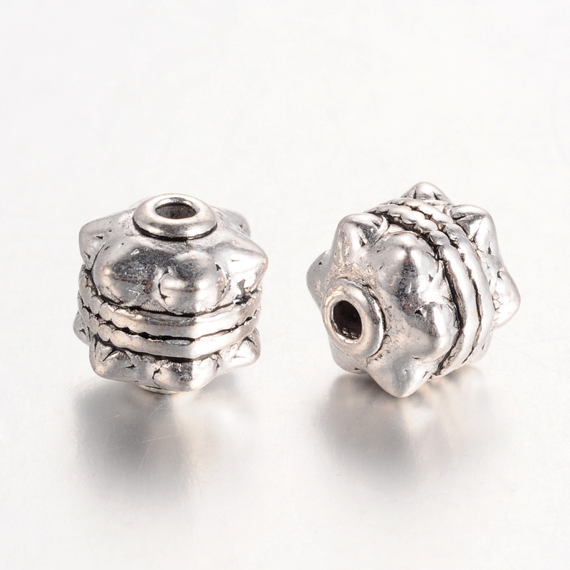 PandaHall Tibeten Style Beads, Cadmium Free & Nickel Free & Lead Free, Round, Antique Silver, 10x10mm, Hole: 2mm. Alloy Round