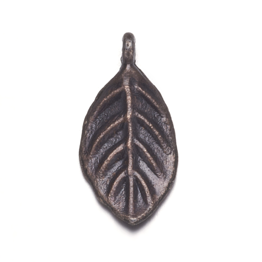 PandaHall Tibetan Style Pendants, Leaf, Nickel Free, Red Copper, 16x8x1mm, Hole: 2mm. Alloy Leaf