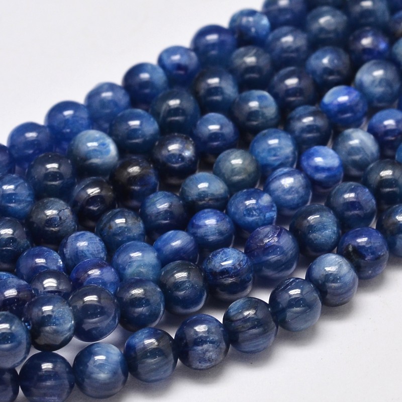 PandaHall Grade A Natural Kyanite Quartz Bead Strands, Round, about 6mm, Hole: 0.8mm; about 69pcs/strand, 15.5" Kyanite Round
