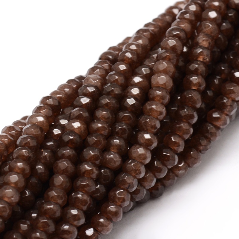 PandaHall Dyed Natural Malaysia Jade Rondelle Beads Strands, Faceted, Sienna, 4x2mm, Hole: 1mm; about 137pcs/strand, 14.5" Malaysia Jade...