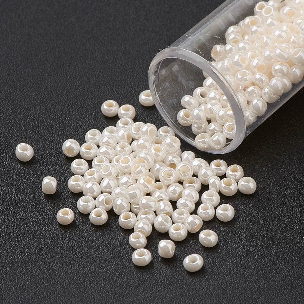 PandaHall FGB&reg Seed Beads, 12/0 Ceylon Glass Seed Beads, Grade A, Round, Snow, 2.3x1.5mm, Hole: 1mm; about 5300pcs/50g Glass White