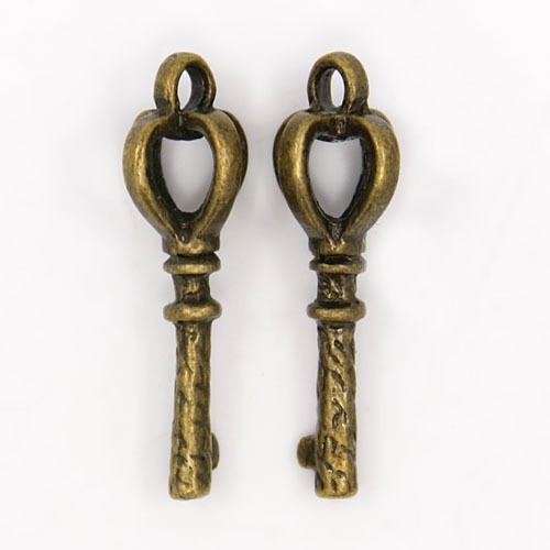 PandaHall Alloy Pendants, Skeleton Key Pendants, Antique Bronze, Lead Free and Cadmium Free, 26x9x2mm, Hole: 1.5mm Alloy Key