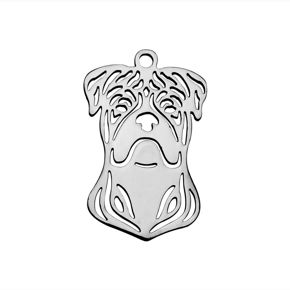 PandaHall 304 Stainless Steel Pendants, Dog/Pitbull, Stainless Steel Color, 25x16x1.1mm, Hole: 1.5mm Stainless Steel Dog