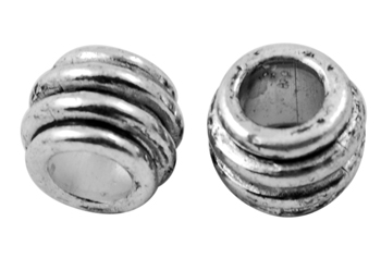 PandaHall Tibetan Style Antique Silver Tone Barrel Alloy Large Hole European Beads, Lead Free, Cadmium Free & Nickel Free, about 6mm long...