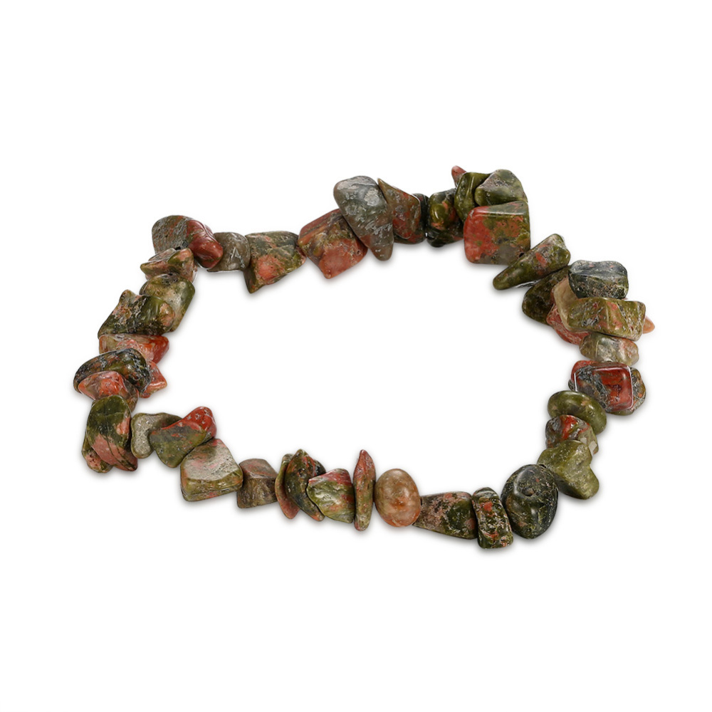 PandaHall Natural Unakite Chips Stretch Bracelets Unakite
