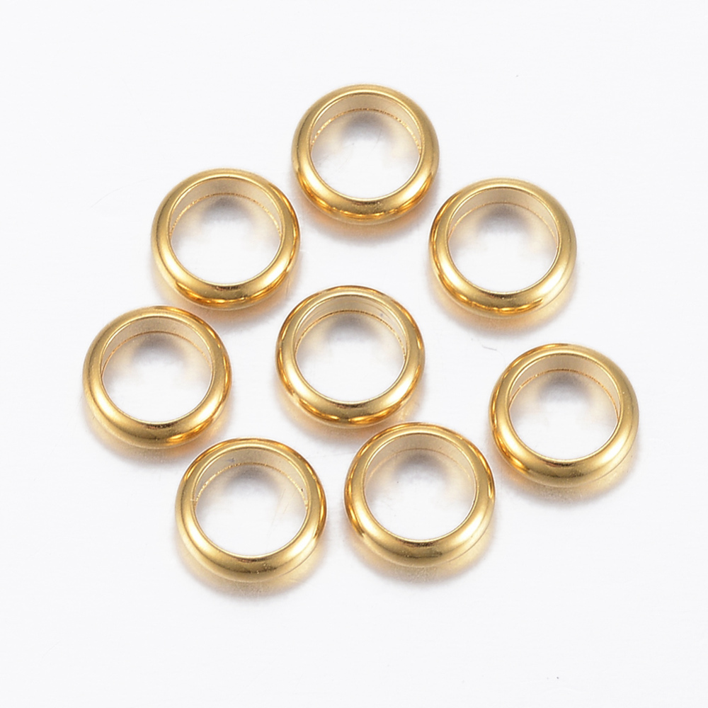 PandaHall 304 Stainless Steel Link Rings, Round, Golden, 7x2mm, Hole: 5mm Stainless Steel Round