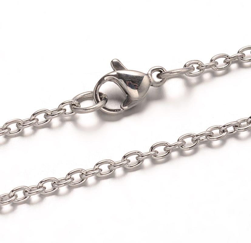 PandaHall 304 Stainless Steel Cable Chain Necklaces, with Lobster Claw Clasps, Stainless Steel Color, 29.52"(75cm) Stainless Steel